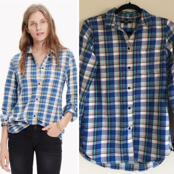 Madewell - Slim Boyfriend Shirt Button-Down in Tartan Tulsa Plaid E0335 | Small - Picture 1 of 12